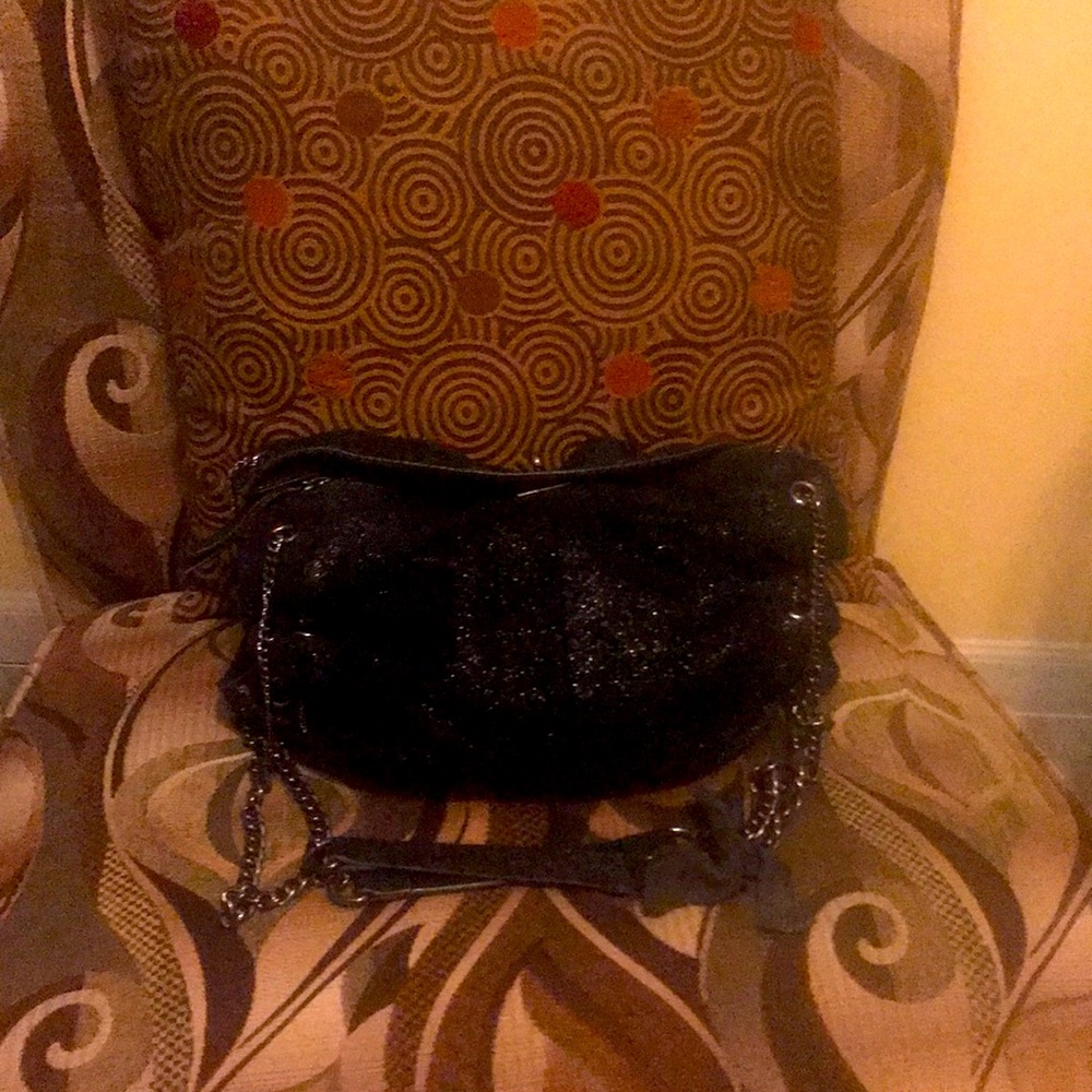 J Crew black suede glittery purse